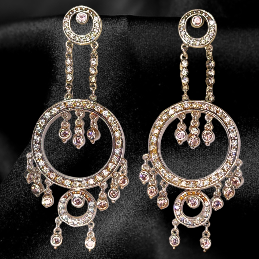 Nwt Crislu Designer Sterling Silver & Cubic Zirconia Chandelier Dangle Earrings